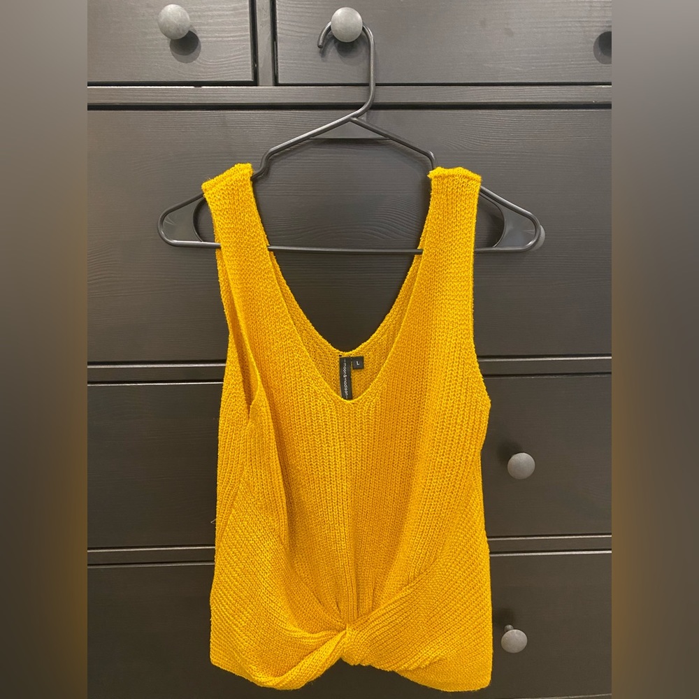 Mustard yellow sweater tank. Size L.